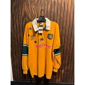 Vintage Canterbury Australian Rugby Wallabies Jersey XXL Gold Vodafone Australia